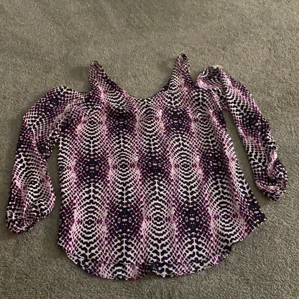 Worthington Ext Orchid Mini Serp JcPenny Large Purple Black White Long Sleeve